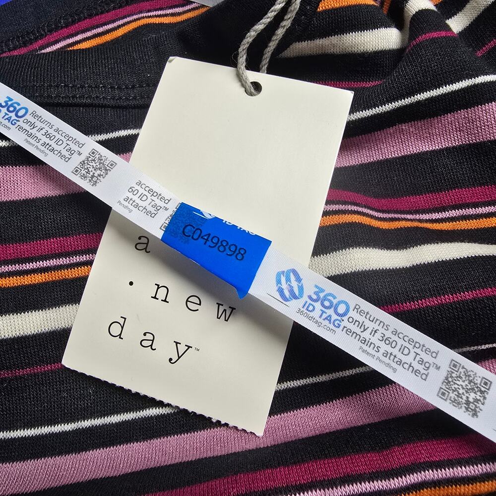 NWT A New Day "Purple Stripe" Multicolored Stripe Long Sleeve Shirt Size XS - Picture 5 of 5